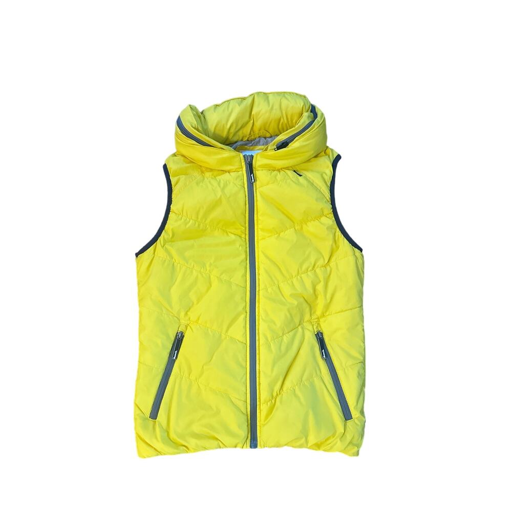 Women S Bench Urban Wear Neon Yellow Full Zip Vest Hooded Packable Quilted